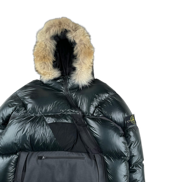 Stone Island 2017 Dark Green Pertex Quantum Fur Hood Puffer Jacket - XXL