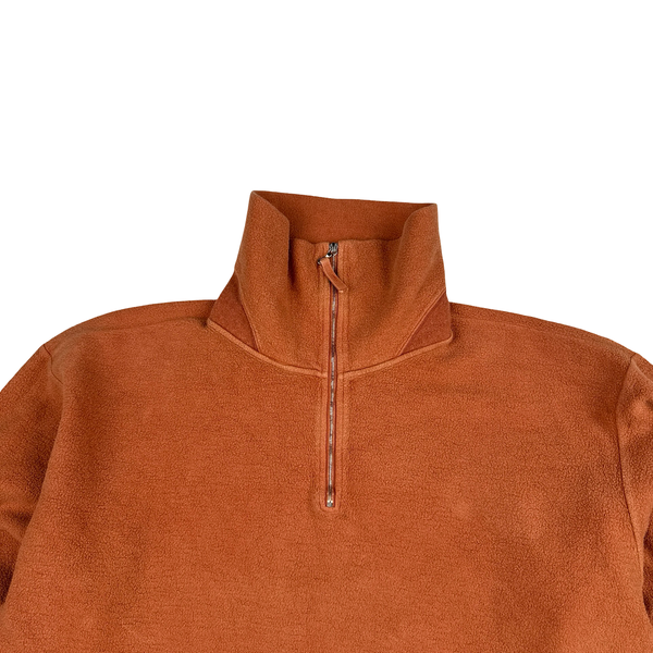 Stone Island Vintage 1994 Orange Quater Zip Green Edge Wool Blend Jumper - Large