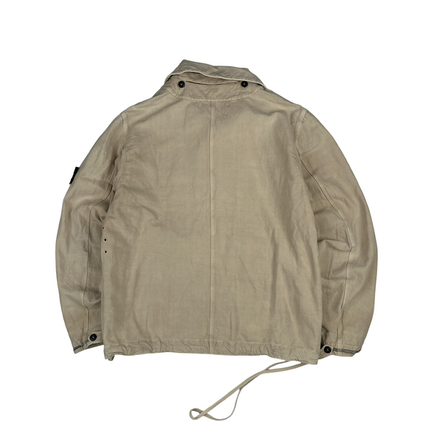 Stone Island 2002 Vintage Tan Cotton Compact Button Jacket - XL