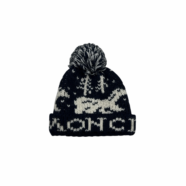 Moncler Blue Thick Wool spell out Beanie