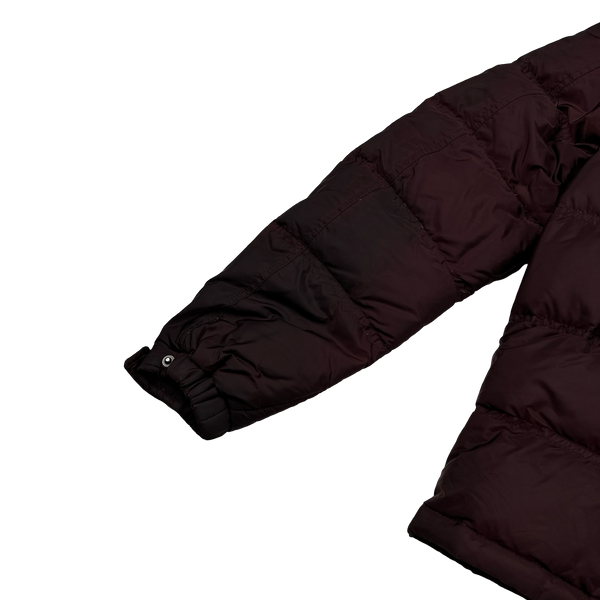 Prada Burgundy Triangle Logo Plaque Zipped Puffer Jacket - Medium