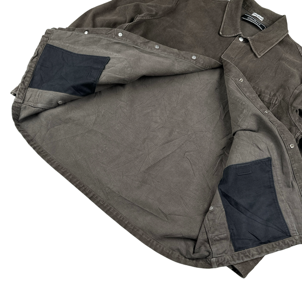 Stone Island 2003 Brown Compact  Buttoned Thick Cotton Boxy Fit Shirt - XXL