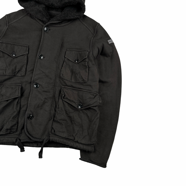 Stone Island 2006 Denims Brown Multi Pocket Fleece Lined Hooded Jacket  - Medium