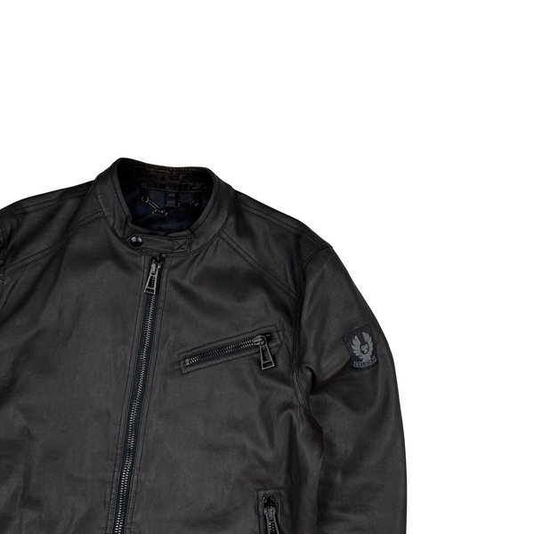 Belstaff Dark Brown Chest Pocket Zipped Heavyweight Jacket - Medium