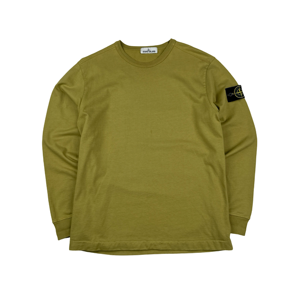 Stone Island 2021 Olive Green Cotton Long Sleeve Jumper - Medium