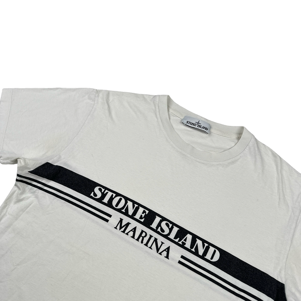 Stone Island 2017 Marina Black Spellout Cotton T Shirt - Large