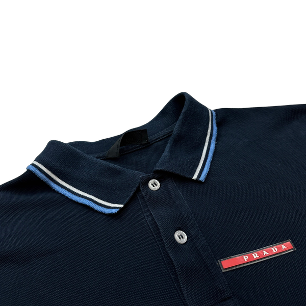 Prada Navy Cotton Polo Shirt - Large