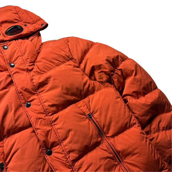 CP Company Burnt Orange Down Filled Nycra Goggle Puffer Jacket - Large