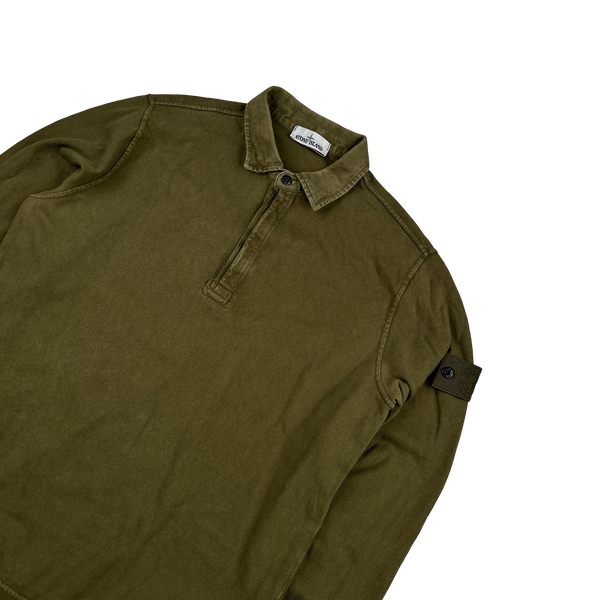 Stone Island 2015 Khaki Ghost Piece Cotton Pullover Collared Polo - XL