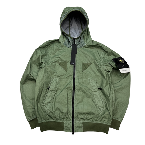 Stone island nylon hooded rain jacket on sale