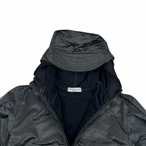 Stone Island 2007 Black Nylon Metal Hooded Jacket - Medium