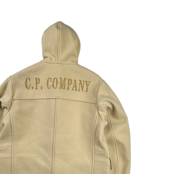 CP Company Tan Wool Spellout Watch Viewer Duffle Jacket - Large