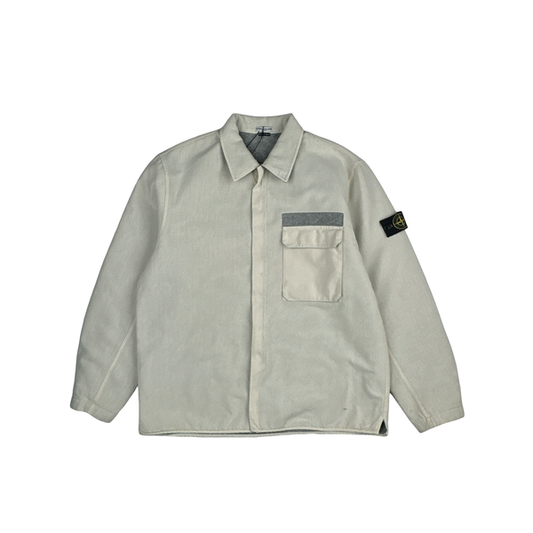 Stone Island 2003 Cream Heavyweight Lined Cotton Chore Jacket - XXL