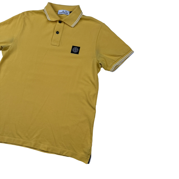 Stone Island Yellow Short Sleeve Polo Shirt - Large