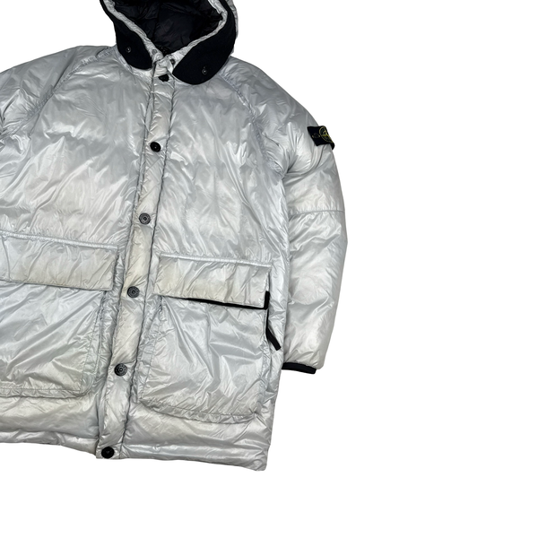 Stone Island 2018 White Pertex Quantum Y Down Long Puffer - Large