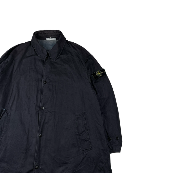 Stone Island Vintage Long Raso Gommato Reflective Collar Jacket - XL