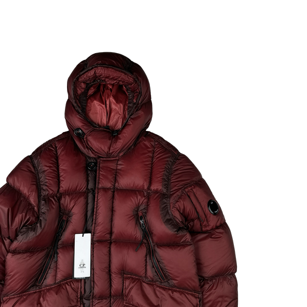CP Company Burgundy DD Shell Long Parka Down Puffer - Medium
