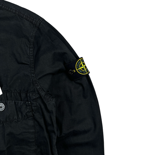 Stone Island 2021 Black Cotton Buttoned Overshirt - Small