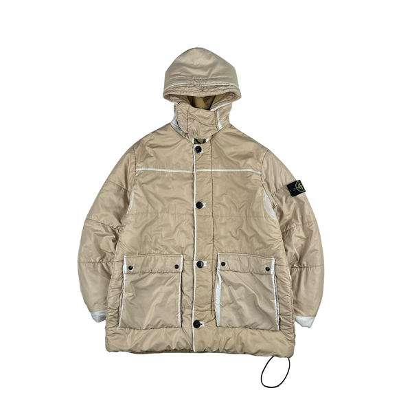 Stone Island 2001 Multi Pocket Cream White Puffer Jacket - XXL