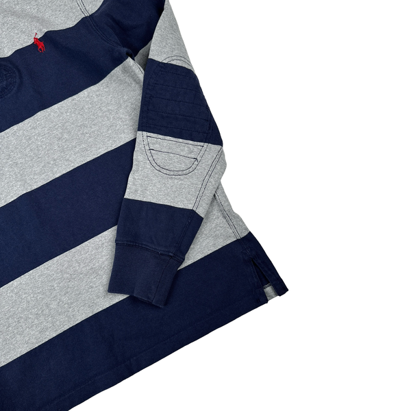 Ralph Lauren Navy Stripped Long Sleeve Polo Shirt - Medium