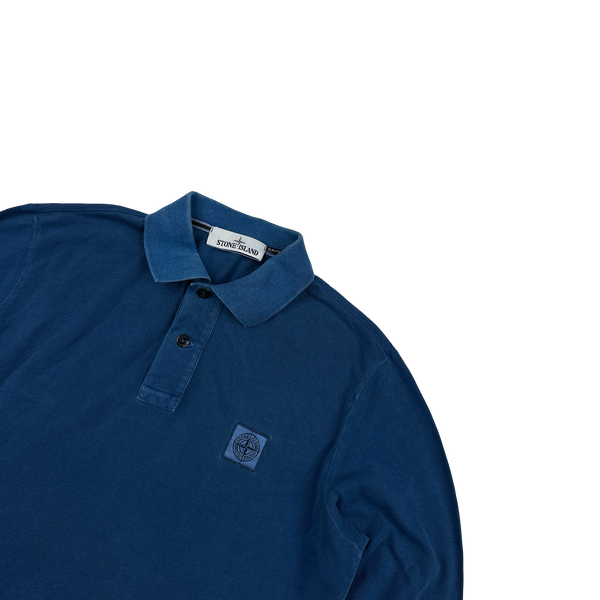 Stone Island Blue Longsleeved Polo Shirt - Medium