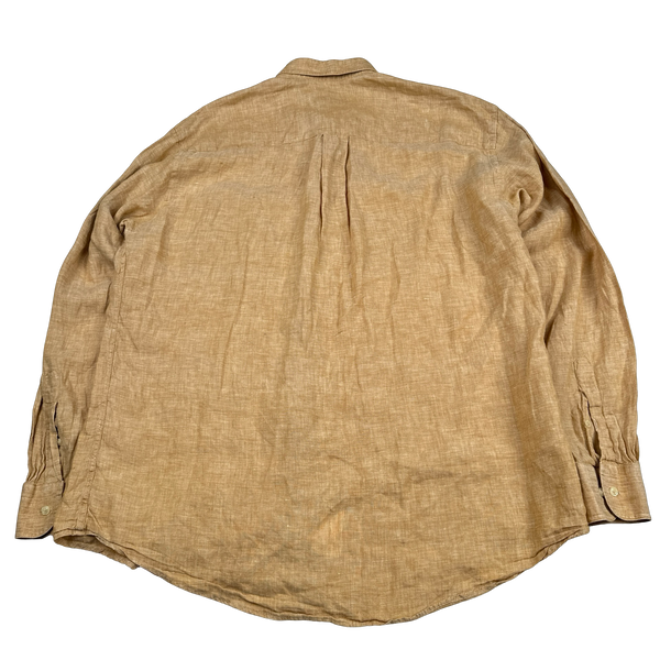 Burberry Orange Linen Emblem Buttoned Shirt - XL