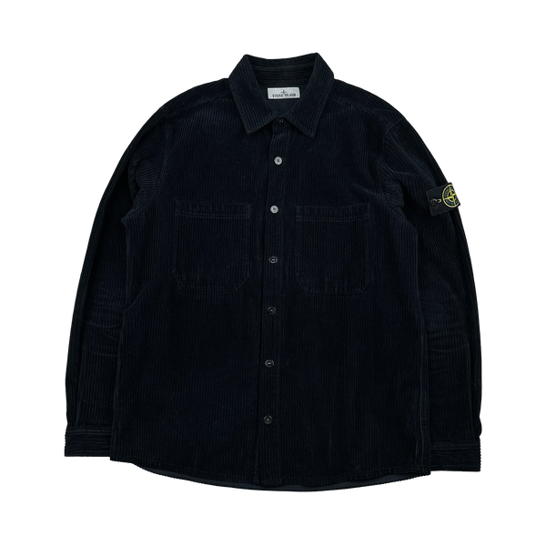 Stone Island 2023 Navy Corduroy Buttoned Overshirt - Large