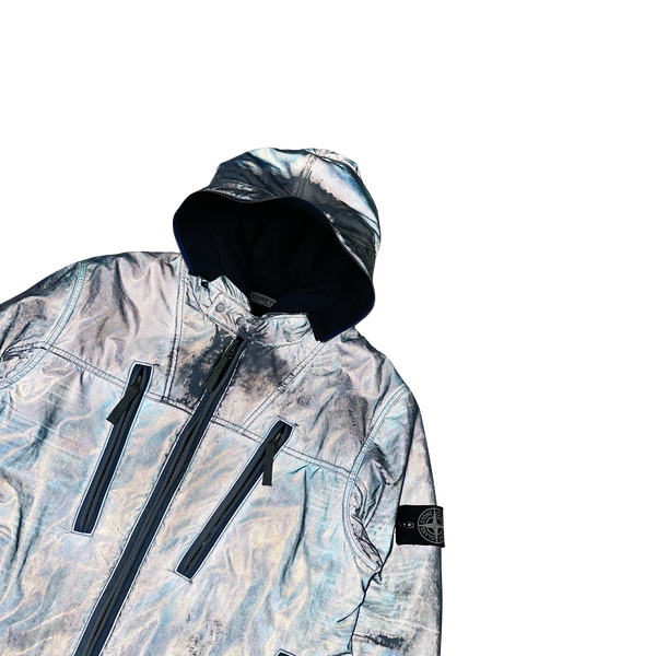 Stone Island 2010 Blue Liquid Reflective Jacket - Large