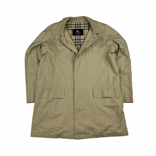 Burberry Nova Check Lined Tan Trench Coat - Large