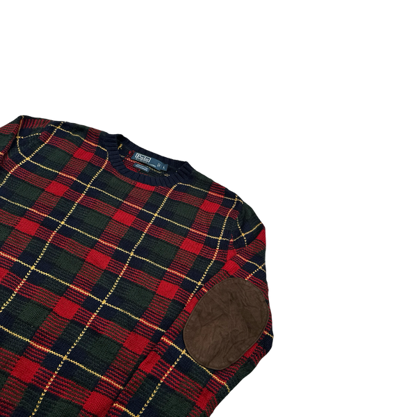 Ralph Lauren Polo Plaid Cashmere Knit Crewneck Jumper - Small