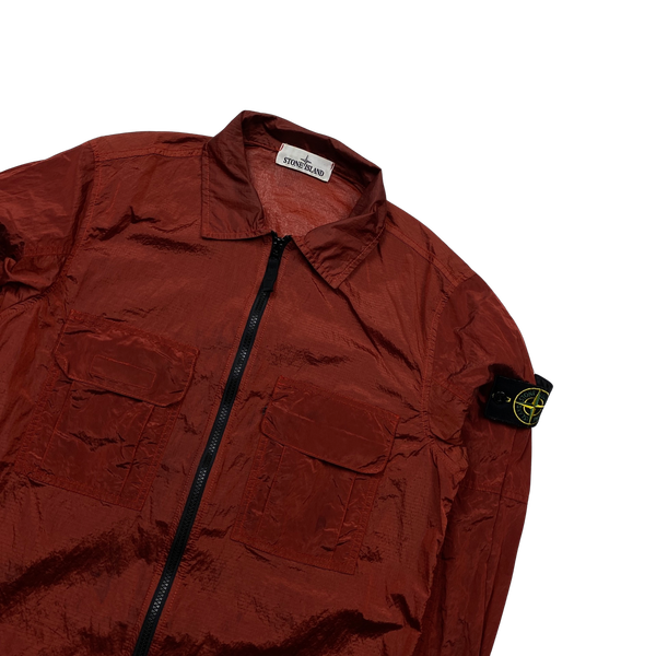 Stone Island 2019 Red Nylon Metal Rip Stop Overshirt - Small