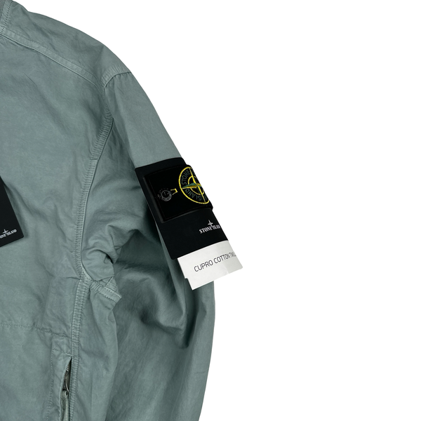 Stone Island 2023 Baby Blue Cupro Cotton Twill-TC Bomber Jacket - Small - XL