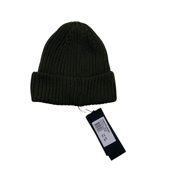 CP Company Khaki Thick Wool Goggle Beanie