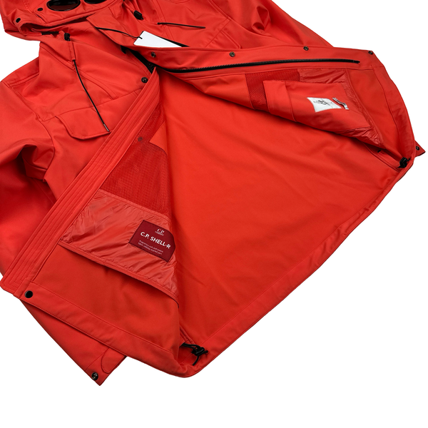 CP Company Coral Red Shell R Goggle Multi Pocket Jacket - Large