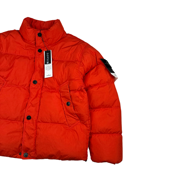 Stone Island 2025 Red Garment Dyed Crinkle Reps NY Puffer Jacket - Small