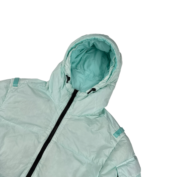 Stone Island 2022 Mint Green Crinkle R-NY Down Puffer Jacket - Medium