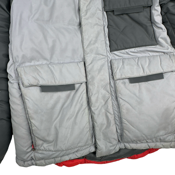 North Face Grey Summit Series Down Hooded Puffer Jacket - Small
