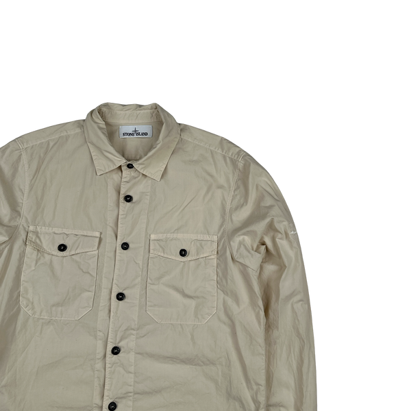 Stone Island 2020 Cream Cotton Buttoned Compass Shirt - Small