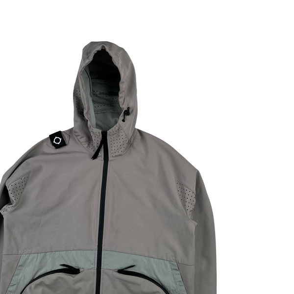 Ma Strum Grey Double Layer Nylon Hooded Jacket - Medium