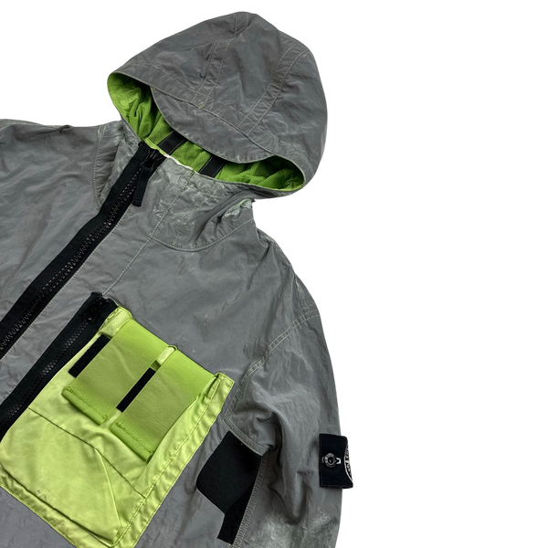 Stone Island 2017 Green Garment Dyed Plated Reflective Mussola Jacket Medium