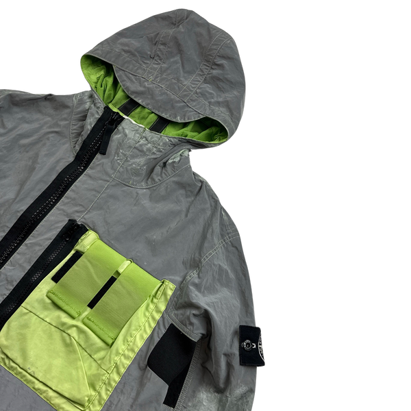 Stone Island 2017 Green Garment Dyed Plated Reflective Mussola Jacket - Medium