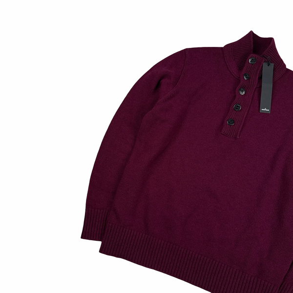 Stone Island 2017 Dark Red High Neck Knitted Jumper - Large