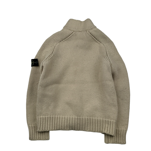 Stone Island 2004 Cream Cotton Heavyweight Knit Jumper - Small