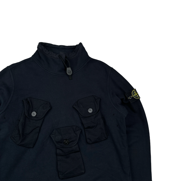 Stone Island 2021 Navy Chest Cargo Pocket Pullover Jumper - Medium