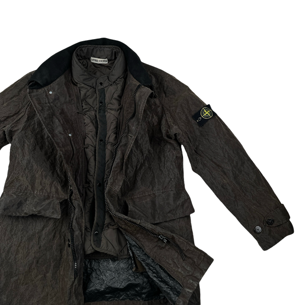 Stone Island 2002 Brown Monofilament Duel Layer Mesh Jacket - Large