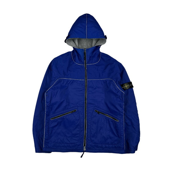Stone Island 2003 Blue Wool Lined Nylon Shell Jacket - Medium
