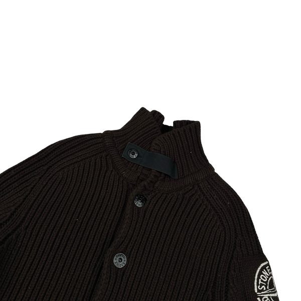 Stone Island 2005 Heavyweight Wool Knit Spellout Cardigan - XL