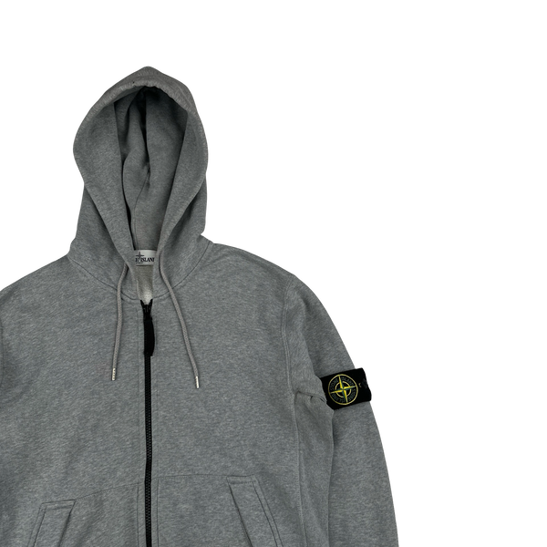 Stone Island Grey Cotton Zipped Hoodie - Medium