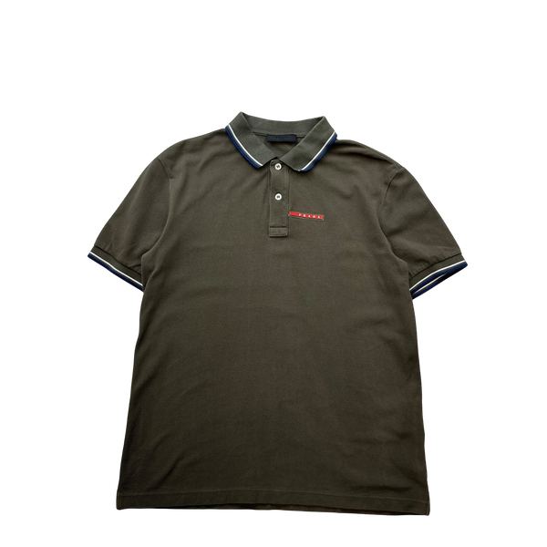 Prada Khaki Cotton Polo Shirt - Large