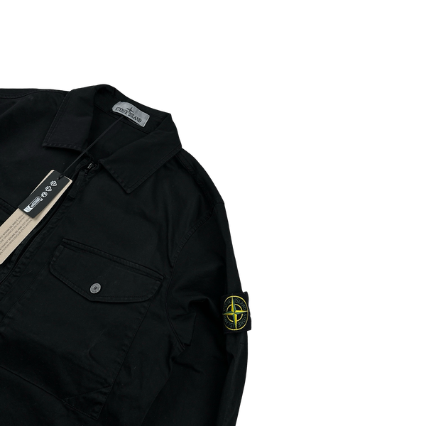 Stone Island 2024 New Season Black Cotton Overshirt - Small